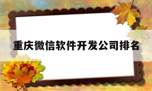 重庆微信软件开发公司排名(重庆比较好的软件开发培训学校)