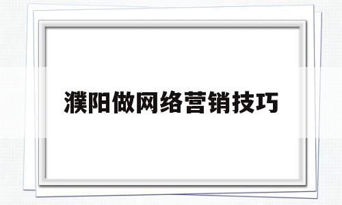 濮阳做网络营销技巧(网络营销推广工作怎么样?)