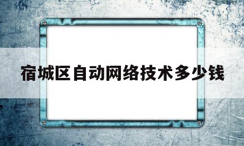 包含宿城区自动网络技术多少钱的词条