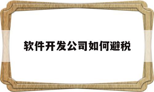 软件开发公司如何避税(软件开发公司税收优惠政策)