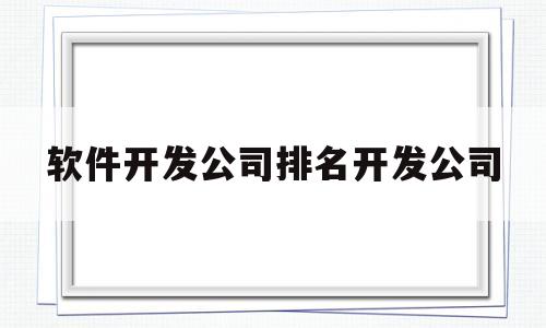 软件开发公司排名开发公司的简单介绍