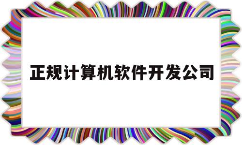 正规计算机软件开发公司(正规计算机软件开发公司排名)