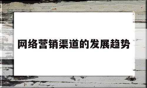 网络营销渠道的发展趋势(网络营销渠道发展趋势分析)