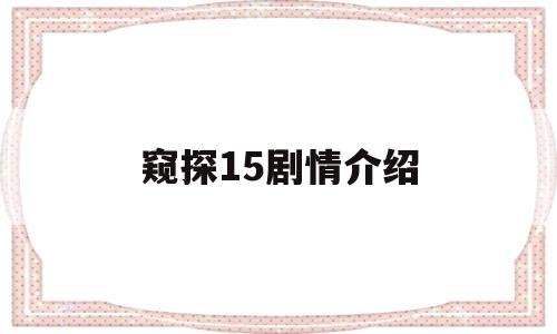 窥探15剧情介绍的简单介绍