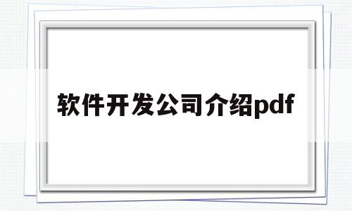 软件开发公司介绍pdf(软件开发公司一般叫什么名字)