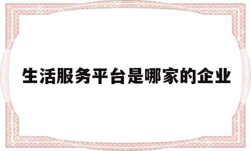 生活服务平台是哪家的企业的简单介绍