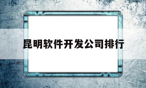 昆明软件开发公司排行(昆明软件开发公司排行前十)