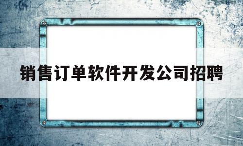 销售订单软件开发公司招聘(销售订单软件开发公司招聘信息)