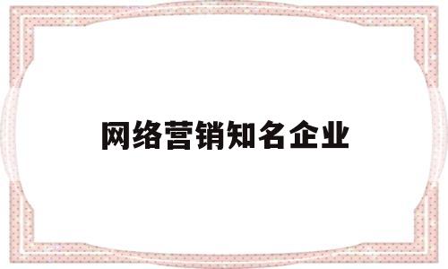 网络营销知名企业(网络营销做的最好的企业)