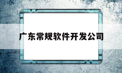 广东常规软件开发公司(广东常规软件开发公司有哪些)