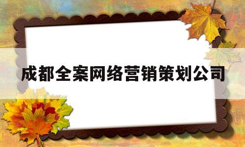 成都全案网络营销策划公司(全案营销策划招聘)