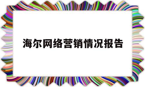 海尔网络营销情况报告(海尔集团网络营销分析报告)