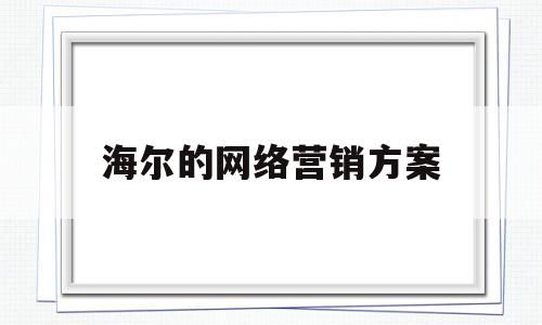 海尔的网络营销方案(海尔集团网络营销方案设计)