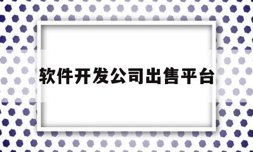 软件开发公司出售平台(软件开发公司出售平台有哪些)