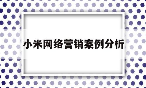 小米网络营销案例分析(小米网络营销成功案例)