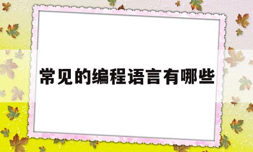 常见的编程语言有哪些(常用的编程)