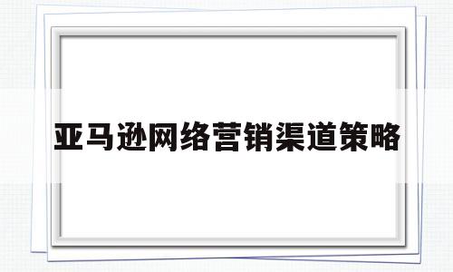 亚马逊网络营销渠道策略(亚马逊网上商店的营销策略)