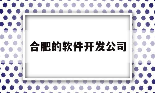 合肥的软件开发公司(合肥的软件开发公司哪家好)