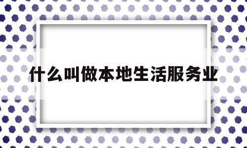 什么叫做本地生活服务业(本地生活服务有限公司)