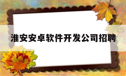 淮安安卓软件开发公司招聘(淮安软件园工资怎么样)