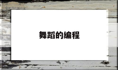 舞蹈的编程(舞蹈编程教学)