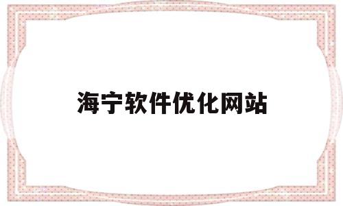海宁软件优化网站(海宁软件开发)