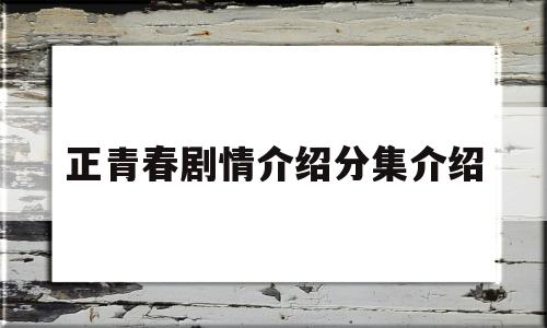 正青春剧情介绍分集介绍(正青春,剧情介绍)