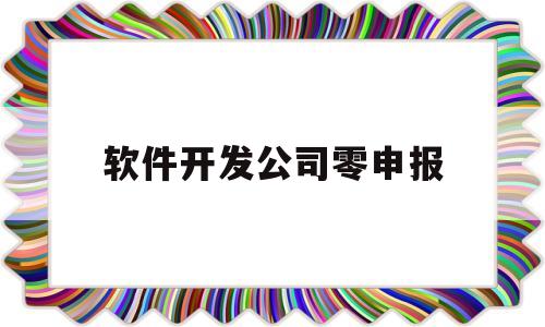 软件开发公司零申报(软件公司项目申报)