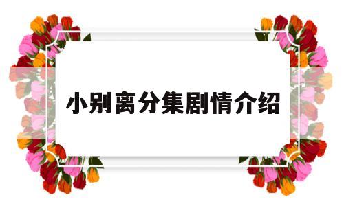 小别离分集剧情介绍(小别离每集的剧情介绍)
