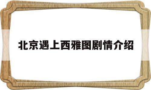 北京遇上西雅图剧情介绍(北京遇上西雅图电视剧演员表)