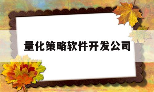 量化策略软件开发公司(量化策略能赚钱吗)