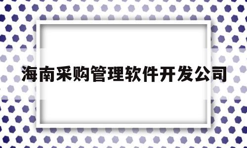 海南采购管理软件开发公司(海南采购中心)