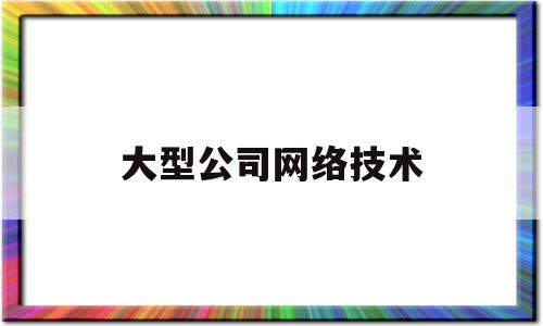 大型公司网络技术(网络技术公司都有什么职位)
