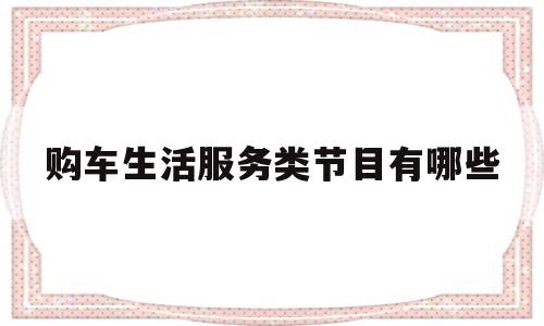 购车生活服务类节目有哪些(购车专属服务)