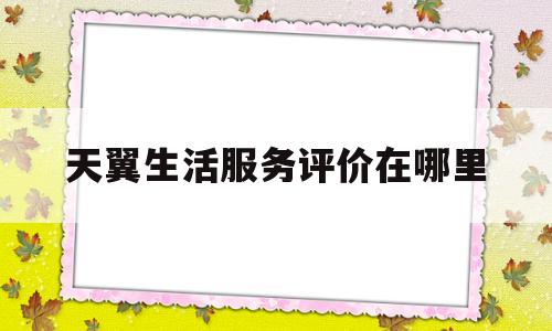天翼生活服务评价在哪里(天翼生活服务评价在哪里找)