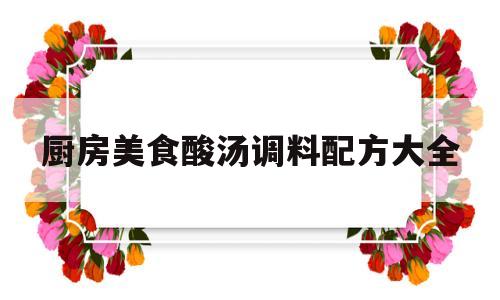 厨房美食酸汤调料配方大全(酸汤食谱)