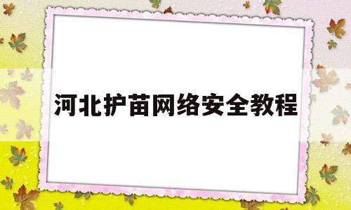 河北护苗网络安全教程(护苗网络安全进课堂的心得体会)