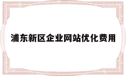 浦东新区企业网站优化费用(上海有哪些优化网站推广公司)