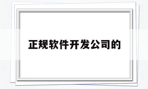 正规软件开发公司的(软件 开发 公司)