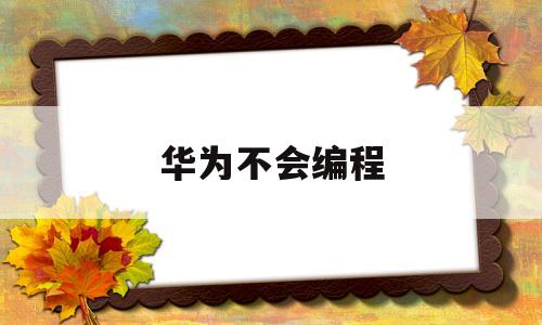 华为不会编程(华为不会编程的手机)