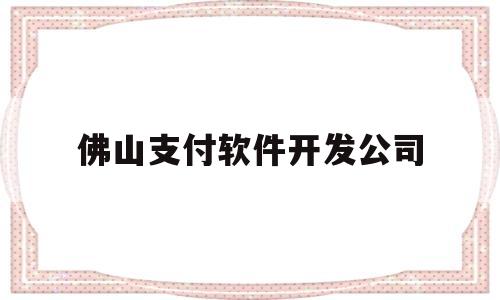 佛山支付软件开发公司(佛山市软件公司)