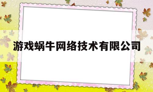 游戏蜗牛网络技术有限公司(蜗牛游戏公司怎么样)